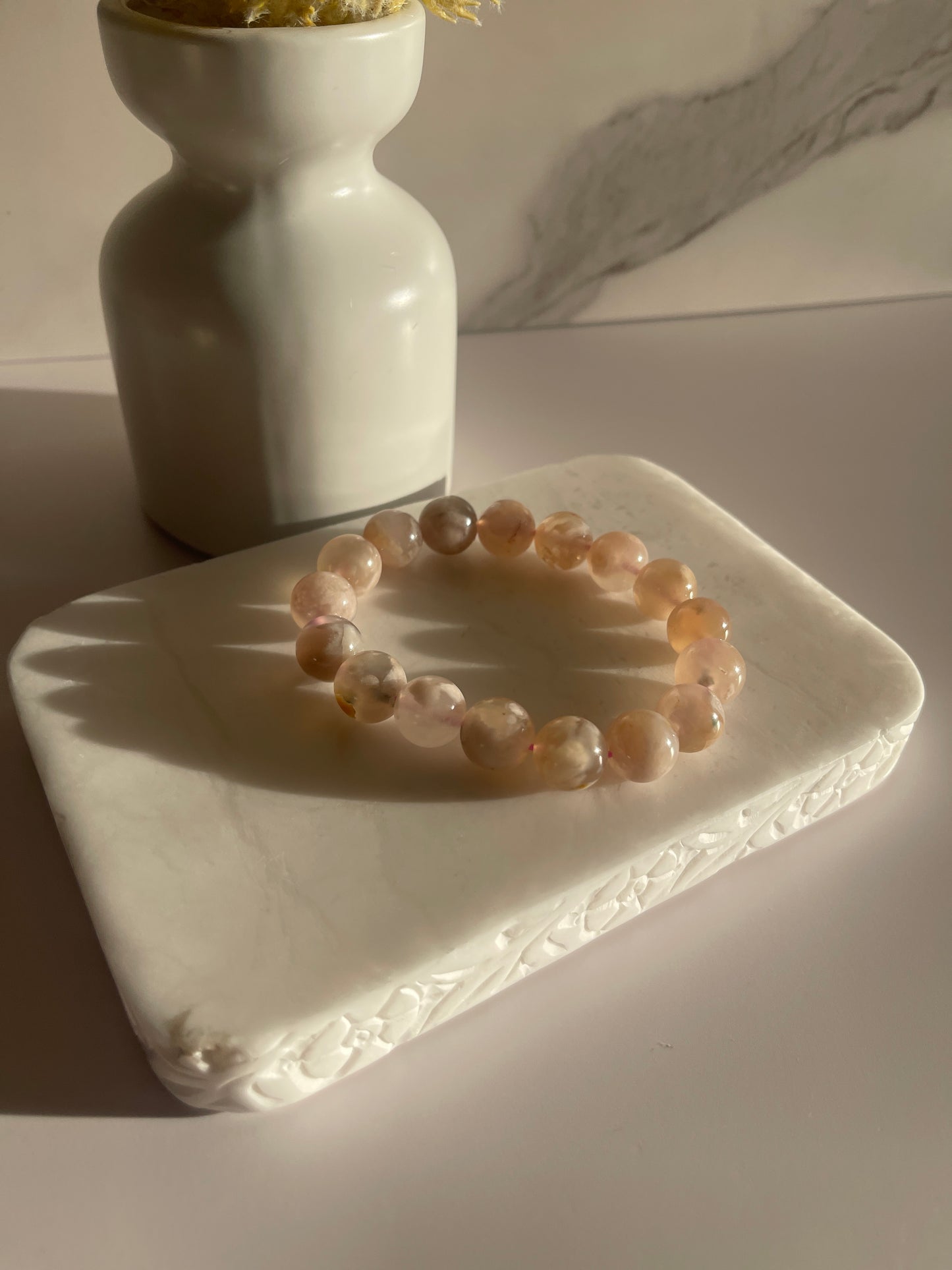 Sakura Agate aka Flower Agate Elastic Bracelet