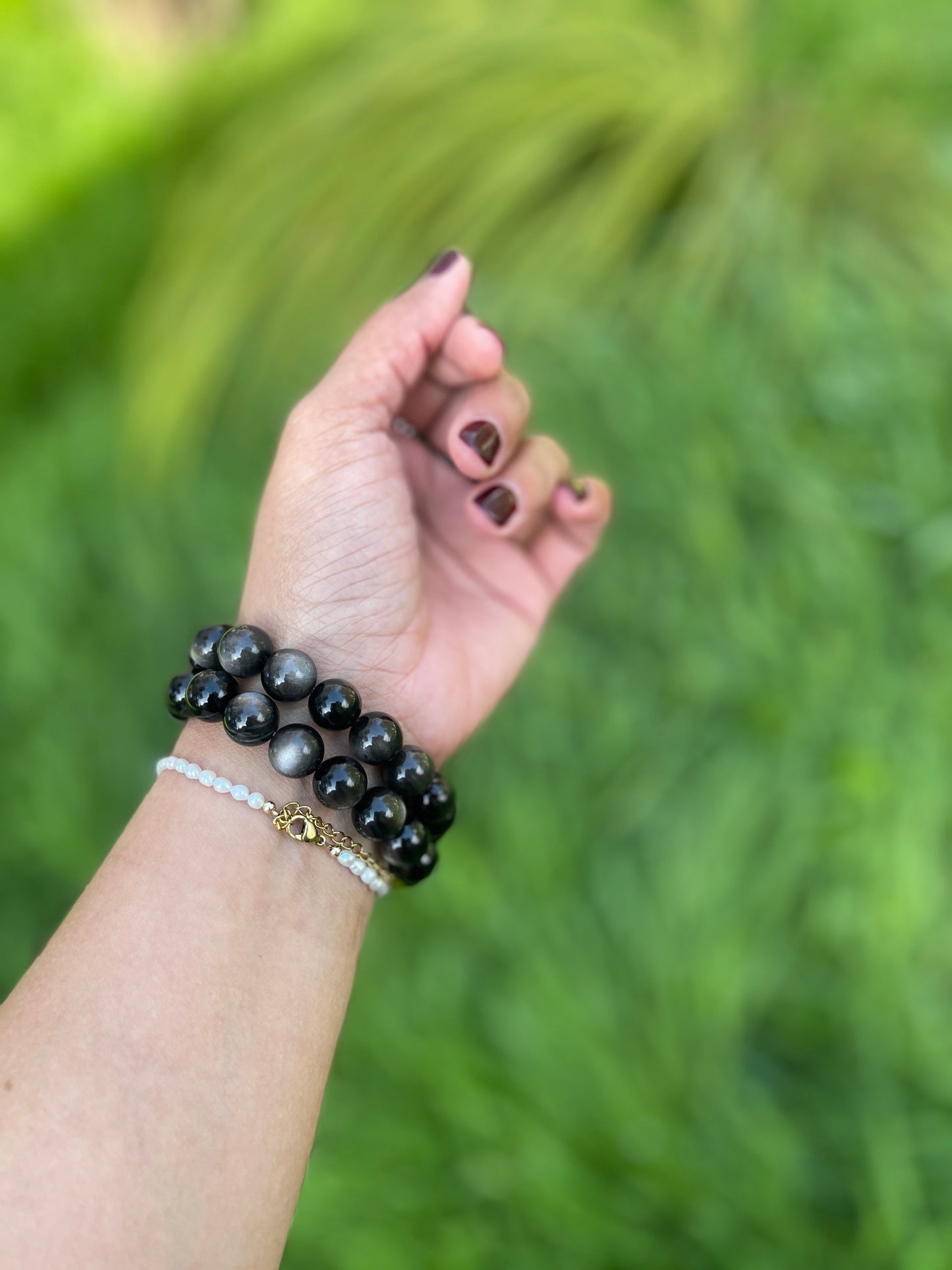 Silver Obsidian Bracelet