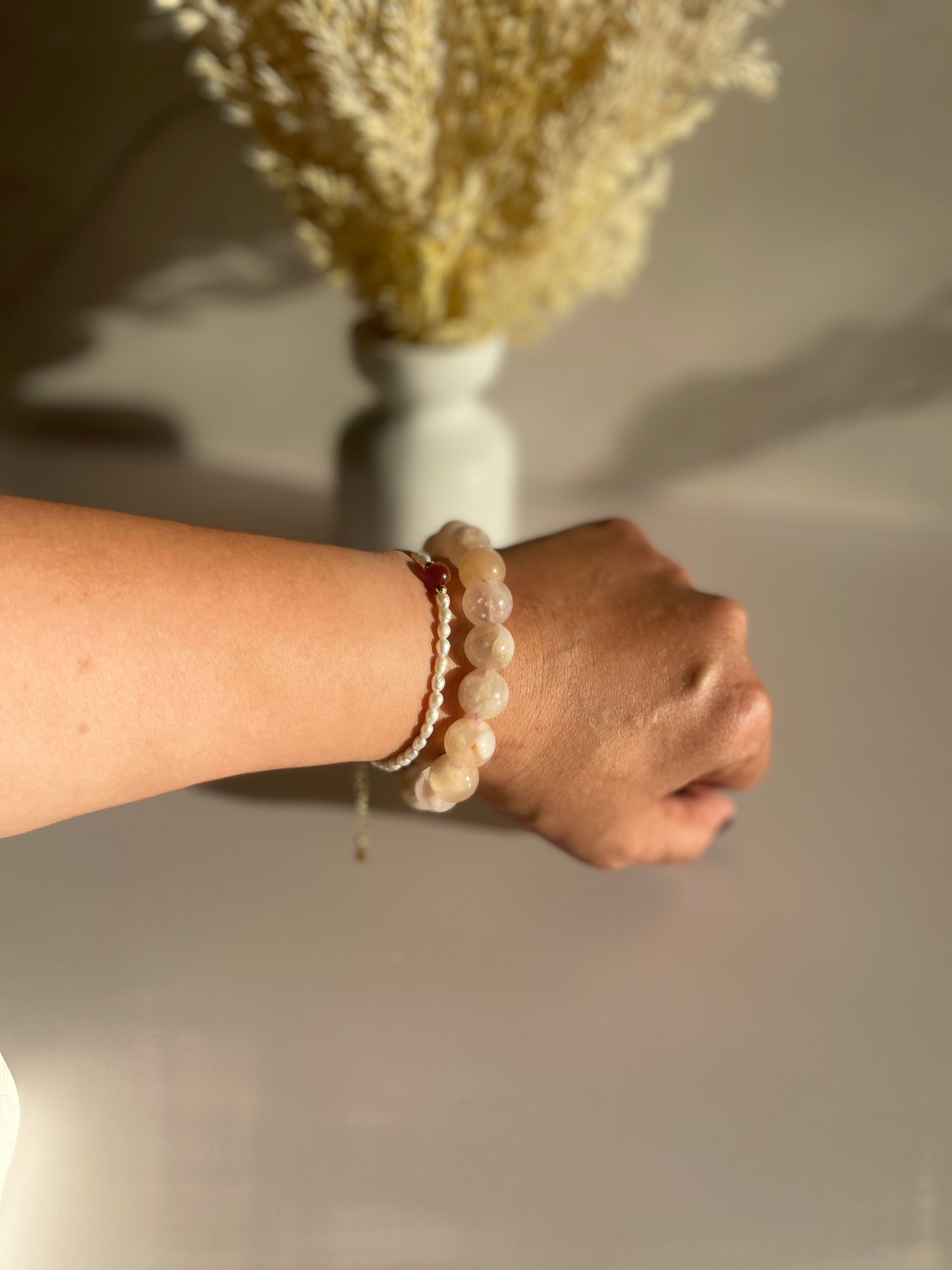 Sakura Agate aka Flower Agate Elastic Bracelet